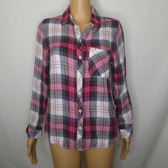 BLL BeachLunchLounge Plaid Button Front Shirt Md - Picture 1 of 11